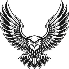 Fototapeta premium Eagle Etching Tattoo Design – Vintage Skull and Inked Legacy Eagle Vector Logo | Monochrome Fierce Bird Emblem Art for Tattoos and Graphic Design