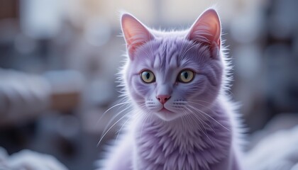 Lavender Kitten: Serene Gaze, Soft Fur, Gentle Portrait