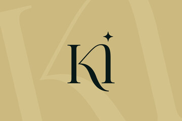 KI or IK letter logo icon design. Classic style luxury initials monogram.