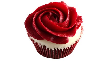 Red Velvet Cupcake With Cream Cheese Frosting On White Background