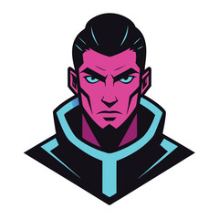 cyberpunk character face with neon accents