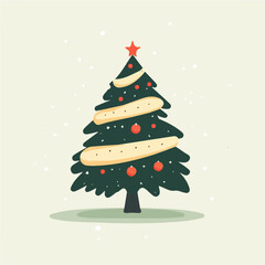 A Minimalist Simple, flat, 2D icon of a Christmas Tree isolated on a transparent background. It is a vector, animation design, vector, flat design, simple flat 2D icon
