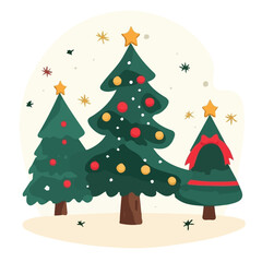 My Simple flat 2D illustration of Christmas Tree Pick set isolated on a white background, vector 2D design, icon, flat 2d illustration art, Eps, vector