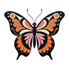 detailed drawing of a butterfly with open wings Detailed drawing of a butterfly with open wings, showcasing intricate patternson a white background.