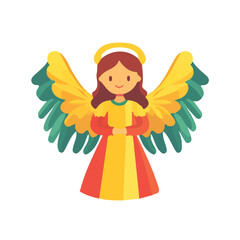 My flat 2D vector illustration of a Christmas Angel Topper  isolated, designed as an icon, and isolated on a white background. simple icon design, set collection