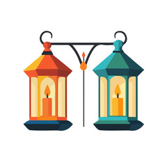 My flat 2D vector illustration of a Christmas Decorative Lanterns isolated, designed as an icon, and isolated on a white background. simple icon design, set collection