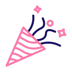 Party Popper Vector Line Two Colors Icon Design