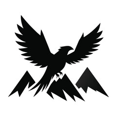 eagle flying over mountains bold vector silhouette