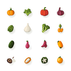 My Simple flat 2D illustration of Christmas vegetable set isolated on a transparent background, vector, flat design, animation design, simple flat 2D icon, clipart	