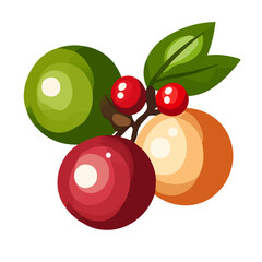 Simple flat 2D icon Christmas Artificial Fruit isolated on transparent background, vector, flat design, vector, animation design, simple flat 2D icon, minimalist design, clipart