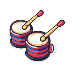 Simple flat 2D icon Christmas Mini Drums isolated on transparent background, vector, flat design, vector, animation design, simple flat 2D icon, minimalist design, clipart