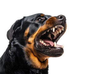 Isolated angry rottweiler dog