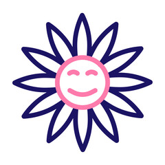 Happy Sunflower Vector Line Two Colors Icon Design