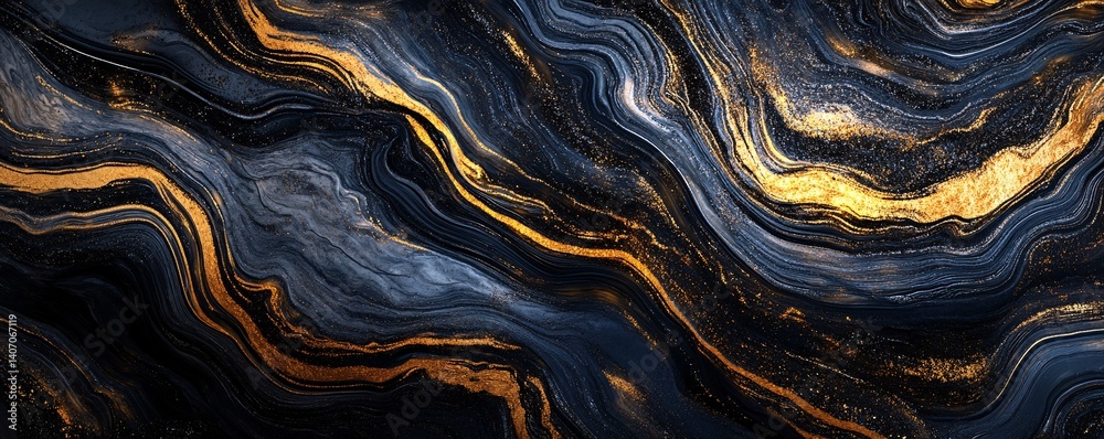 Poster black and gold marble texture forming an abstract background