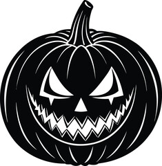 Pumpkin Halloween Silhouette Vector | Spooky Jack-O’-Lantern Design for Fall and Haunted Decor