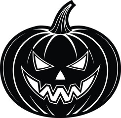 Pumpkin Halloween Silhouette Vector | Spooky Jack-O’-Lantern Design for Fall and Haunted Decor