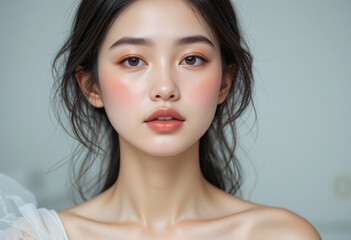 Fototapeta premium Flawless Skin Beauty Image of Asian Woman for Skincare Campaign.