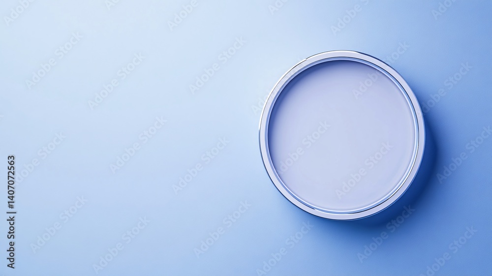 Fototapete Chrome circular frame creating empty space on blue background