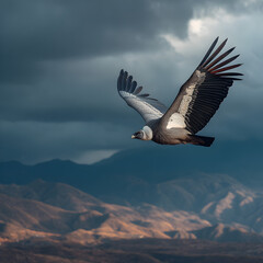 Fototapeta premium Andean Condor Soaring Majestically Over Mountains