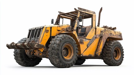 Fototapeta premium Gritty Yellow Heavy Machinery Vehicle with a Distinctive Industrial Aesthetic