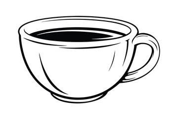 Stylized Coffee Cup Illustration Black And White Line Art Graphic
