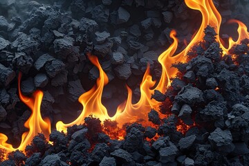 Dynamic Ash Texture with Flames for Captivating Digital Art Creations