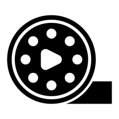 Film Reel Vector Glyph Icon Design