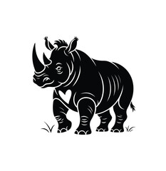 Black and White Rhino Silhouette Illustration

