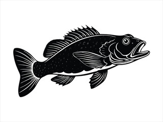 Vector illustration of a swimming sea animal, a fish cartoon in aquatic nature