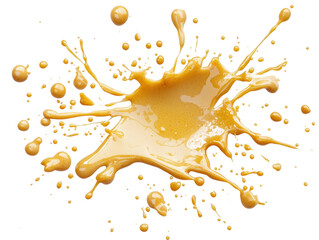 Teriyaki sauce splatter captured mid-motion on a white background, transparent-style photo for packaging or promotional material