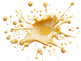 Teriyaki sauce splatter captured mid-motion on a white background, transparent-style photo for packaging or promotional material