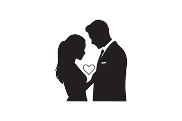 Romantic Couple Silhouette Vector Love and Relationship Concept