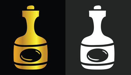 beautiful and attractive gold colored bottle vector image on black and white background