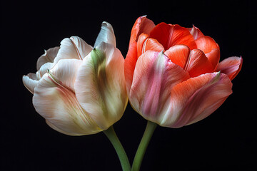 Early Blooming Tulips Growing In Fresh Spring Garden With Vibrant Green Leaves And Sunlight Generative AI