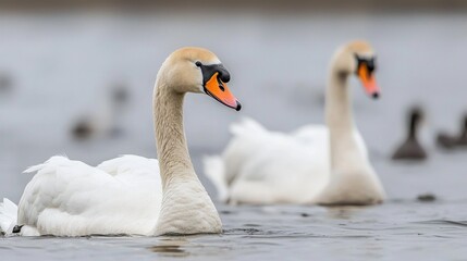 Obraz premium The Mute Swan is a large powerful bird and one of the largest flying birds in UK. They are powerful and yet graceful birds that are a common sight on urban waterways.