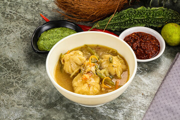 Chinese wonton soup with dumplings