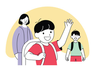 Vector cartoon illustration of a loving family with mother, baby, and couple design