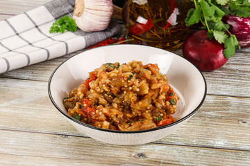 Grilled vegetables salad - Eggplant, tomato and pepper