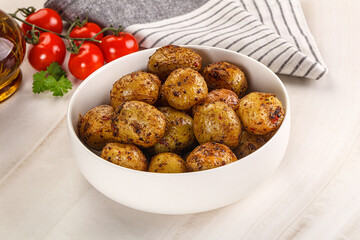 Baked mini potato with herbs