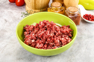 Raw beef minced meat for cooking