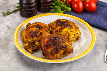 Roasted chicken thighs  with spices