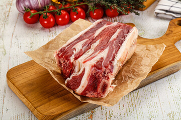 Raw beef ribs for cooking