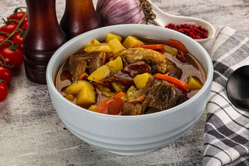 Gourmet Oxtail beef soup with vegetables