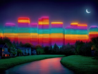 Fototapeta premium Stunning Blue Dusk Skyline with Reflected High-Rise Buildings