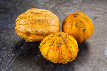 Decorative yelow pampkin seasonal vegetables