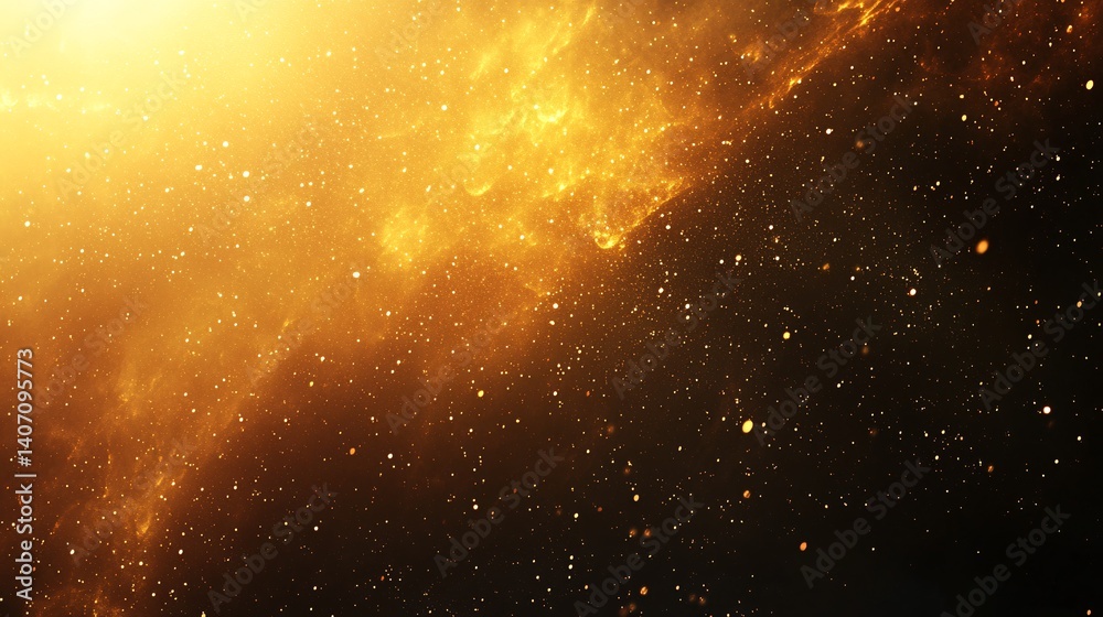 Poster golden nebula and stars shining in the vastness of space
