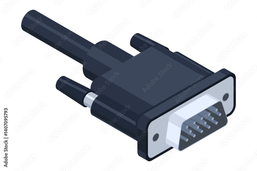 Poster isometric vga port. video graphics array. vga connector. connector and port. computer hardware compo