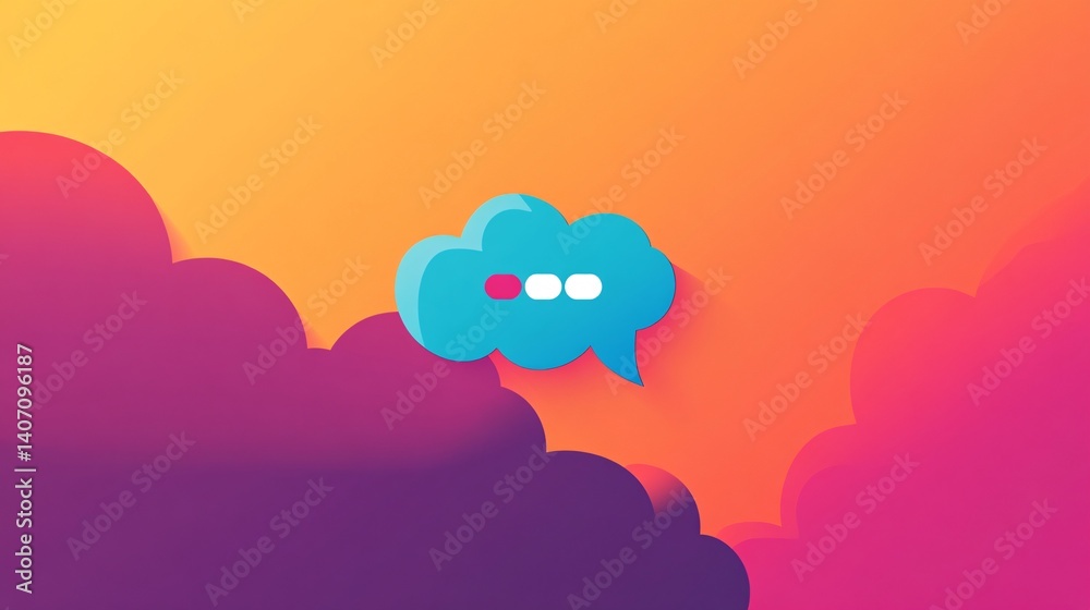 Poster Speech bubble showing typing status on abstract colorful background