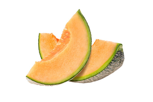 slice of cantaloupe melon isolated