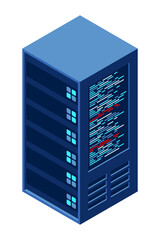 Isometric server equipment isolated background. Flat isometric 3d illustration cloud server. Datacenter storage. Isometric technology